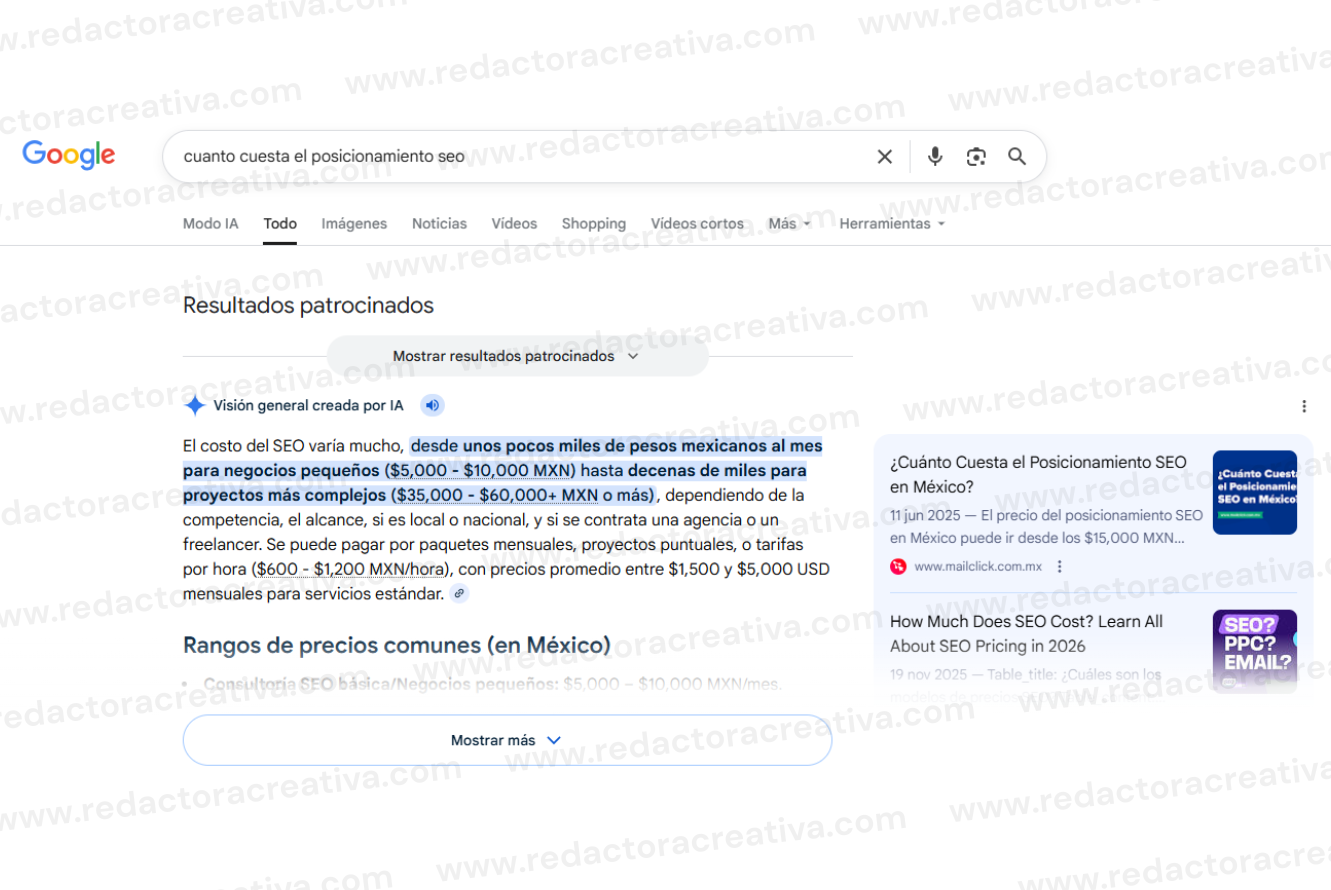 Cuánto cuesta el posicionamiento SEO en México