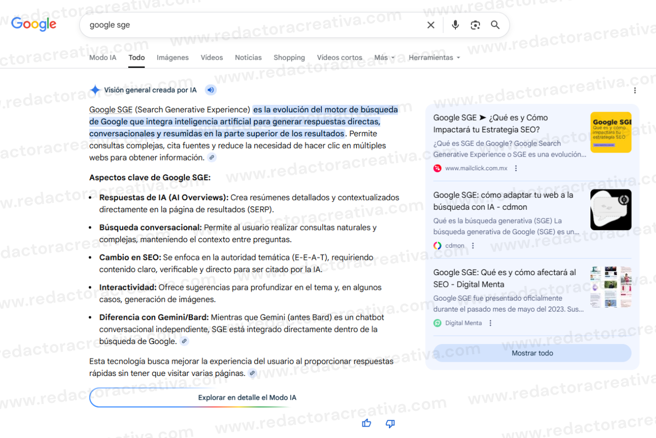 Qué es Google SGE