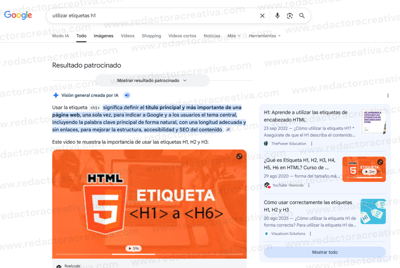 Utilizar etiquetas H1